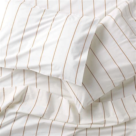 200 Thread Count Striped Brulee Brown And White Percale Cotton Sheet Set Full Reviews Crate