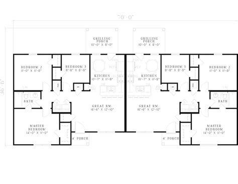 Winfield Ranch Style Duplex Plan 055d 0395 House Plans