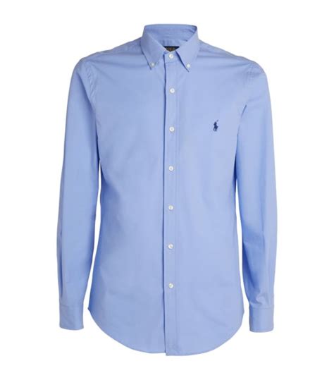 Mens Polo Ralph Lauren Blue Stretch Poplin Shirt Harrods Uk