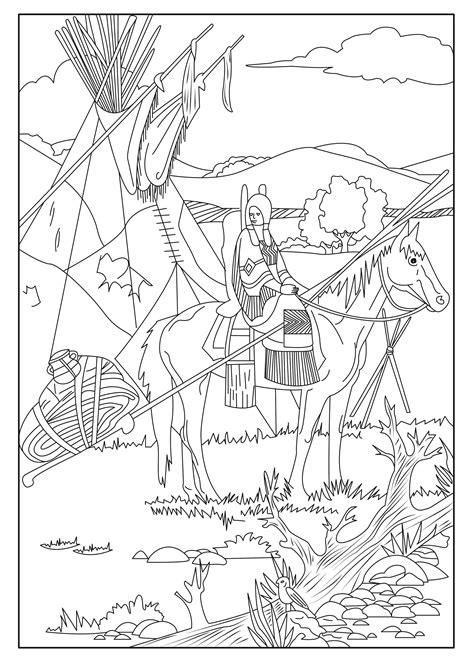 Drawing Native American Native American Adult Coloring Pages Native