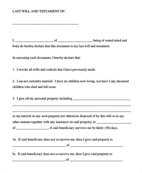 It provides for the appointment of a personal representative or executor, designation of who. FREE 7+ Sample Last Will and Testament Forms in PDF | MS Word