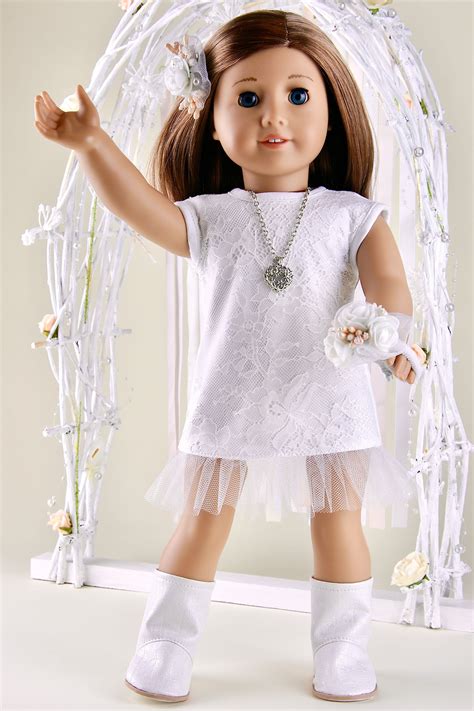 American Girl Doll Wedding Dress Short Lace Dress Doll Boots Etsy