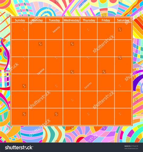 Colorful Vector Calendar Template Stock Vector Royalty Free 57764278