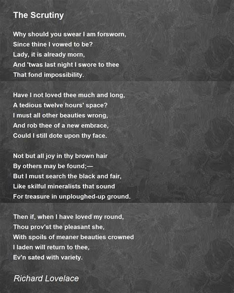 The Scrutiny The Scrutiny Poem By Richard Lovelace