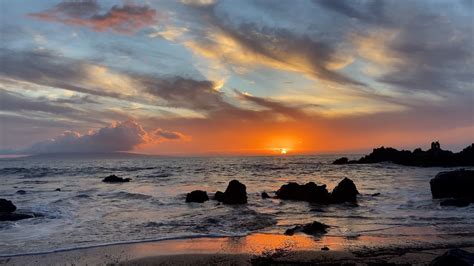 Maui Hawaii Sunset With Natural Sounds 32 Ocean Waves For Relaxation