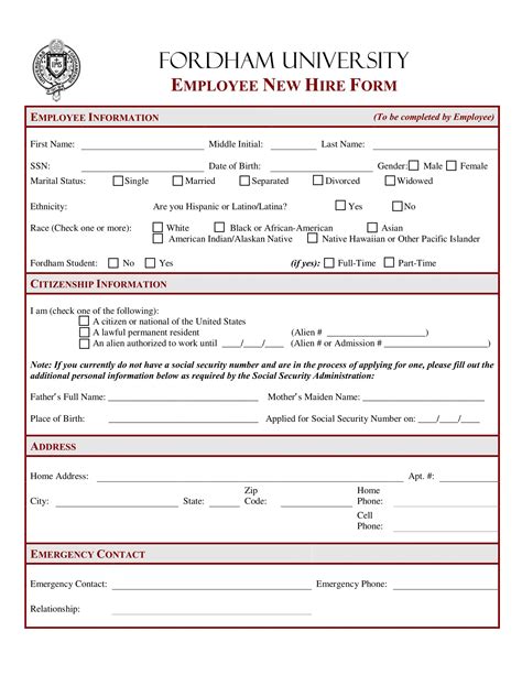 New Hire Template Form
