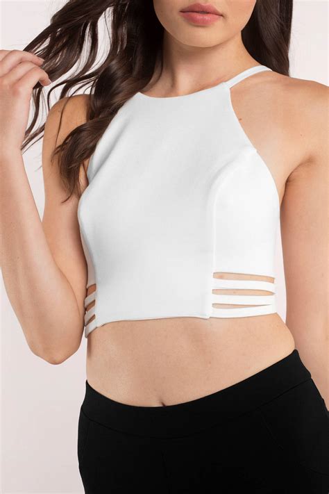 Courtney Crop Tank Top In White 10 Tobi US