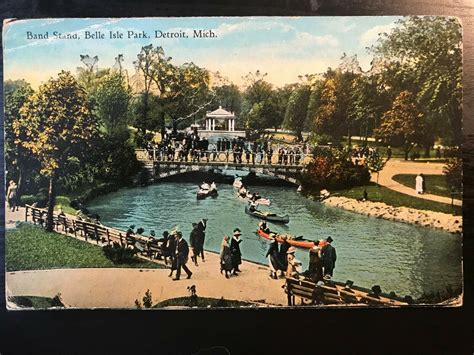 Vintage Postcard Band Stand Belle Island Detroit Michigan