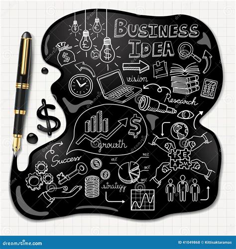 Business Doodles Icons Set Ink Concept Stock Vector Illustration Of