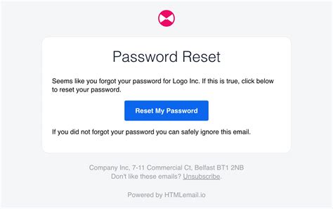 Reset Password Email Template Html Free Printable Templates