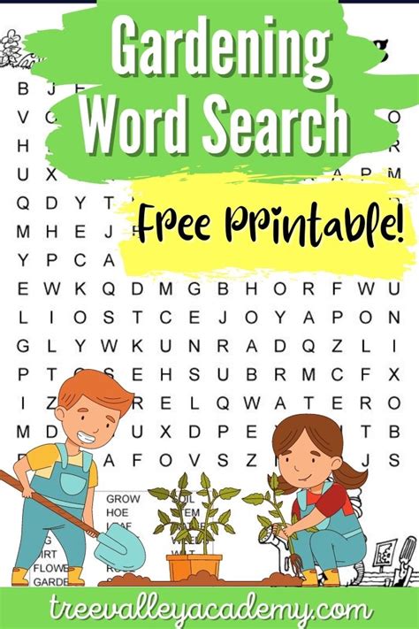 Printable Gardening Word Search For Kids Tree Valley Academy