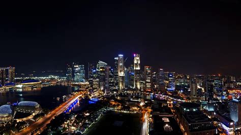 Download Wallpaper 1920x1080 Singapore Night City Panorama Full Hd
