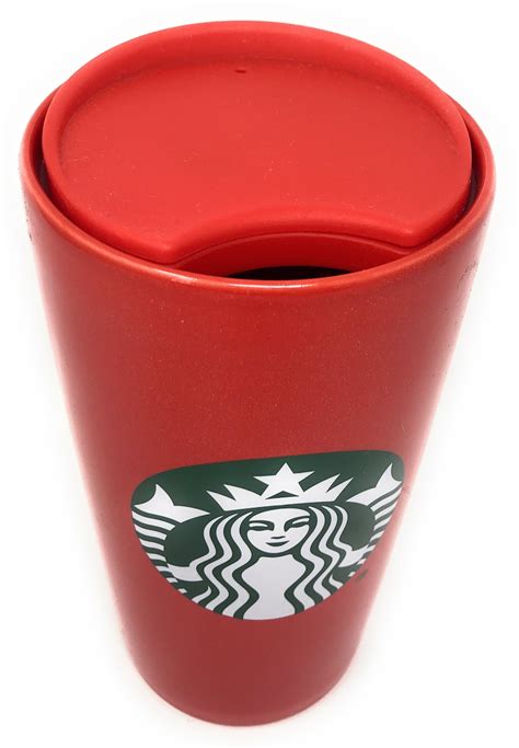 Starbucks Red And Gold Flake Ceramic 12 Oz Hot Coffee Mug Tumbler Cup
