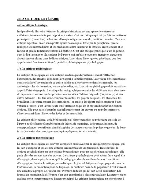 La Critique Littéraire  PDF  Philologie  Arts du langage et discipline
