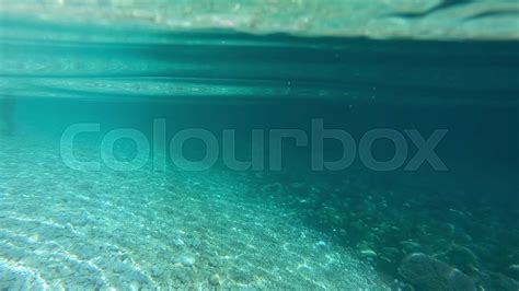 Going Underwater In A Beautiful Seascape Scenario Slow Motion Stock
