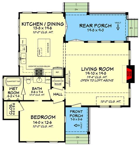 Cozy 1 Bedroom Cottage House Plan With Loft 51786hz Architectural