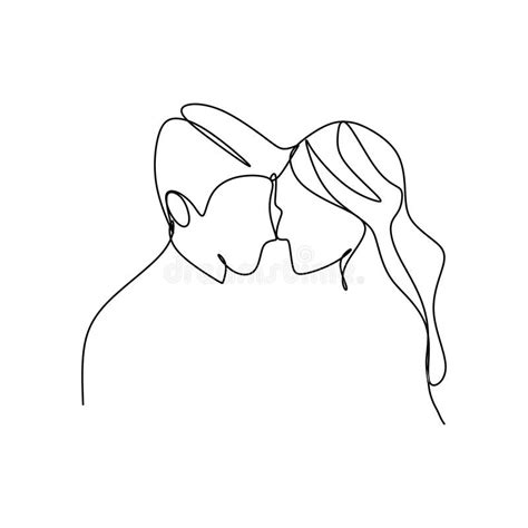 Cute Valentine Couple One Continuous Line Art Drawing Vector