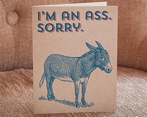 I M An Ass Sorry Letterpress Greeting Card Handmade