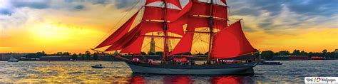 Sailing Sea Sunrises And Sunsets Ships Red Sailbot 2k Wallpaper Download