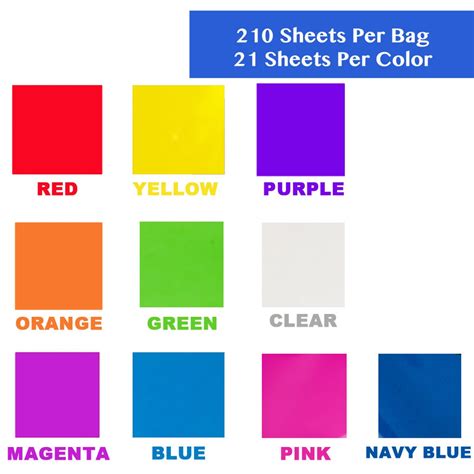210 Pcs Cello Sheets 8 X 8 In 10 Colors Assorted Value Pack Etsy