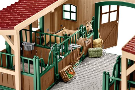 Stable With Horses Farm Barn Play Set Kid Pretend Play Toy Action