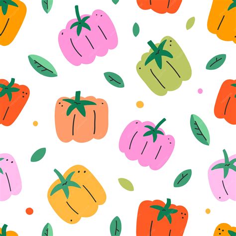 Premium Vector Sweet Paprika Pepper Seamless Pattern