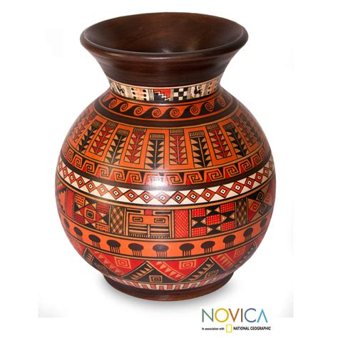 Handcrafted Ceramic Magic Of Urubamba Aged Cuzco Vase Peru On
