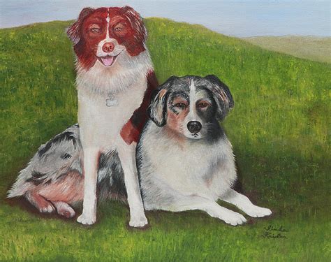 Australian Shepherds Painting By Linda Krider Fine Art America