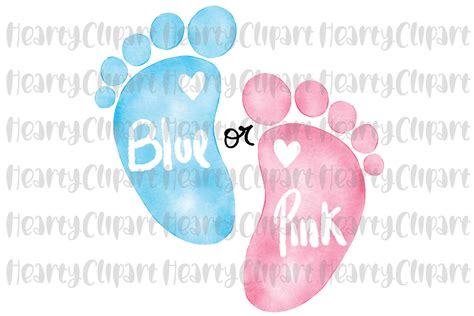 Blue Or Pink Baby Feet Png Gender Reveal Graphic By Heartyclipart