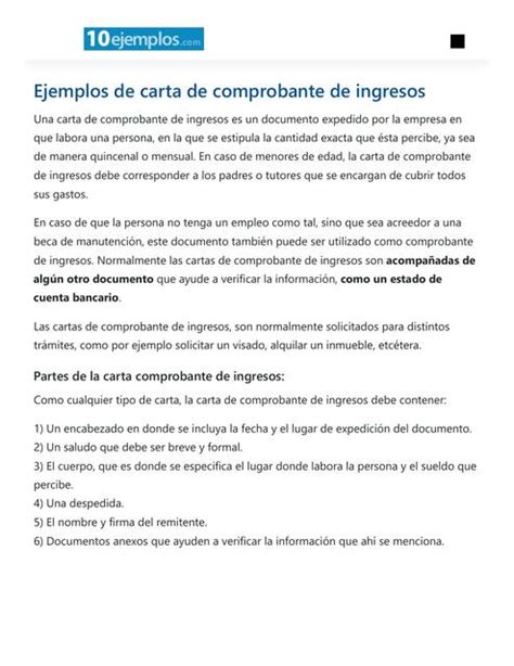 Ejemplos De Carta De Comprobante De Ingresos Udocz