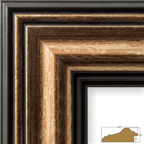 Craig Frames 3 Wide Aged Gold And Black Picture Frame With A Single