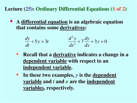 Ordinary Differential Equations Examples 🍓ppt Introduction To