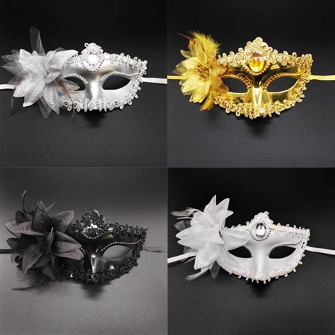 Dance Party Diamond Venetian Mask Venice Feather Flower Wedding