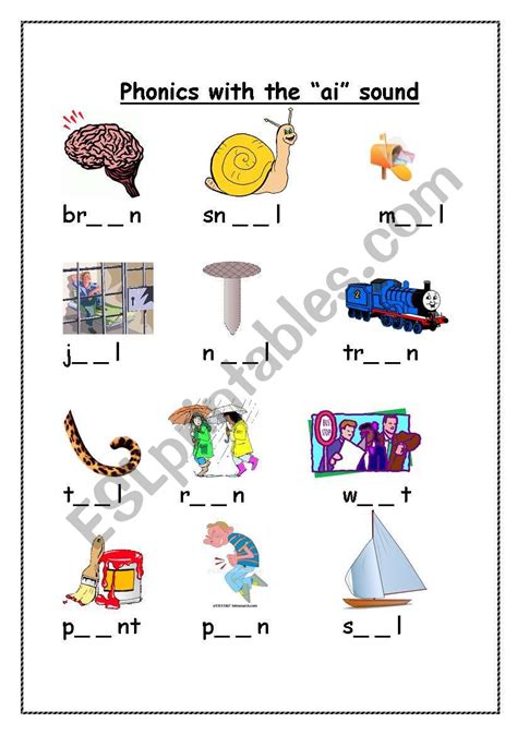 Phonics With The Ai Sound Esl Worksheet By Gerbrandeeckhout