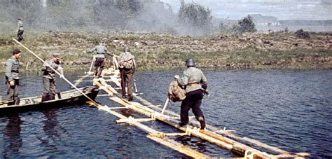 World War Ii In Color Finnish Infantry Crossing A River