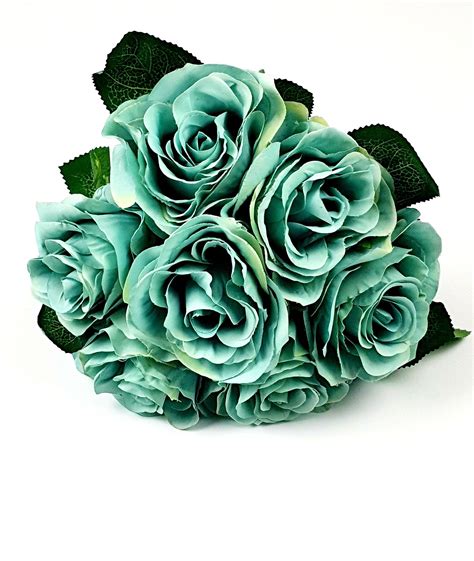 Teal Artificial Roses Silk Real Touch Rose Flower | Etsy | Artificial