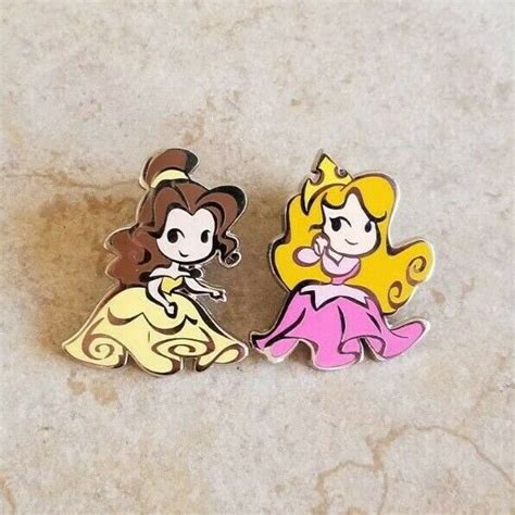 Disney Princess Trading Pin Pins Set Of 2 Aurora Belle Beauty And The