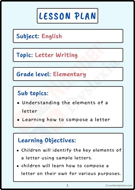 Printable Letter Writing Lesson Plan Pdf Included Number Dyslexia
