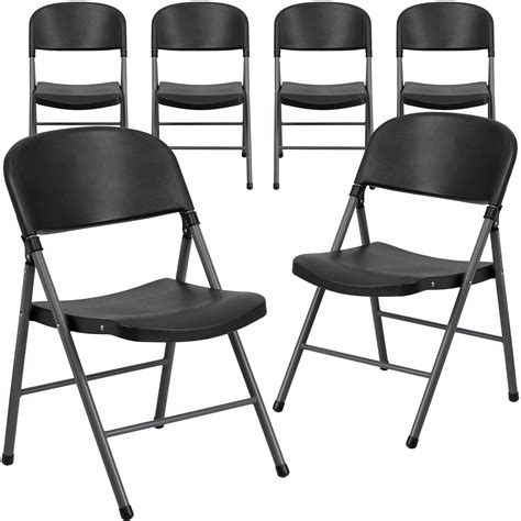 Black Plastic Folding Chair Set Of 6