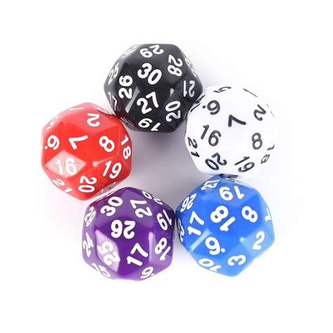5 Colors 25mm 30 Sided Dice High Quality Plastic Cubes Dice In Dice