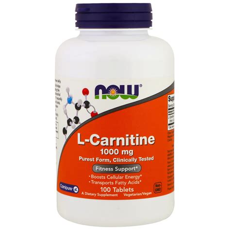 Now Foods L Carnitine 1000 Mg 100 Tablets Iherb