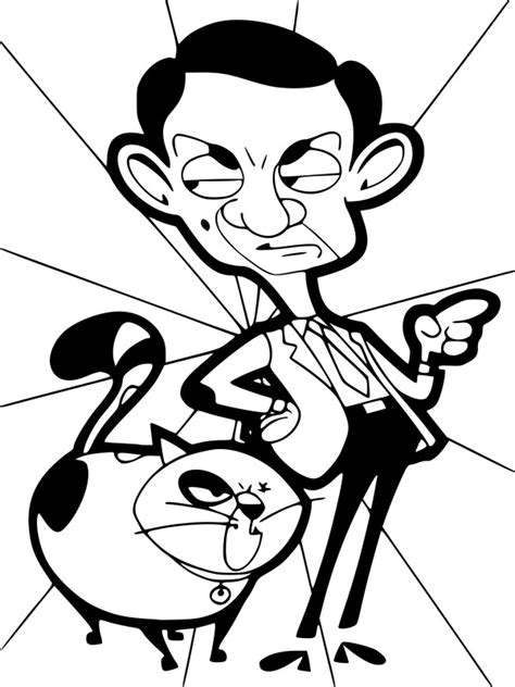 Coloriage Mr Bean Et Son Chat Gratuit à Imprimer