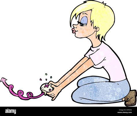 Cartoon Girl Playing Computer Games Stock Vector Image And Art Alamy