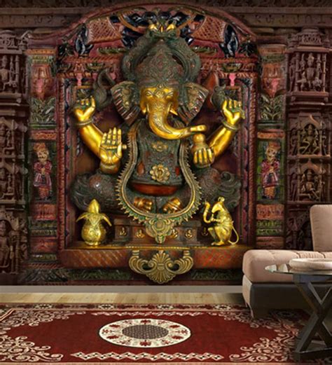 Buy Multicolor Non Woven Paper Grace Of Ganesha Wallpaper By Wallskin