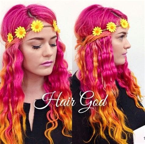 Pink Orange Dip Dyed Hair Locks Dip Dye Hair Dip Dyed Edgy Hair