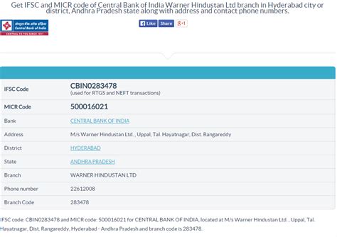 The ifsc code of all accounts in the same branch of the bank is standard. Central Bank of India IFSC Code Warner Hindustan Ltd ...