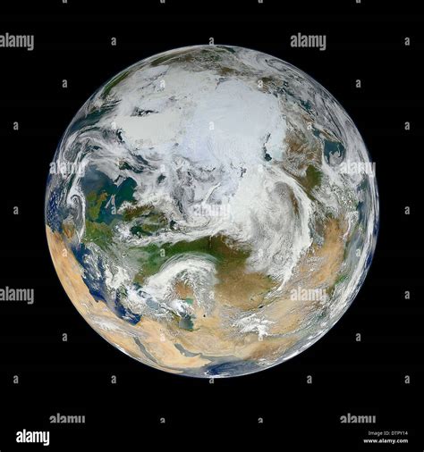 A View Of The Full Planet Earth As Seen From Space Looking At The Top