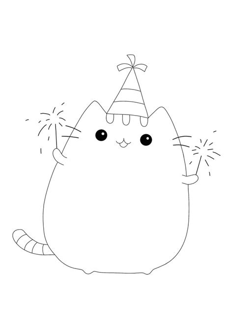 pusheen cat birthday coloring pages   coloring sheets  birthday coloring pages