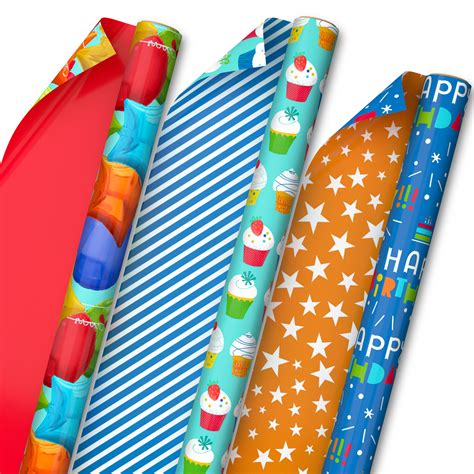 Bright Birthday 3 Pack Reversible Wrapping Paper Wrapping Paper Sets