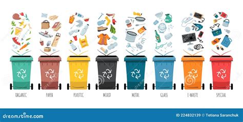 Waste Collection Segregation And Recycling Illustration Garbage Types